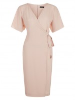 shell-pink-short-sleeve-wrap-front-midi-dress